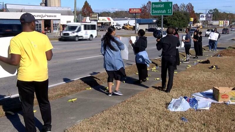 A protest takes place this week outside a Dairy Queen in Statesboro.