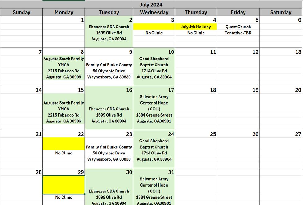 Wellstar MCG mobile care unit July schedule