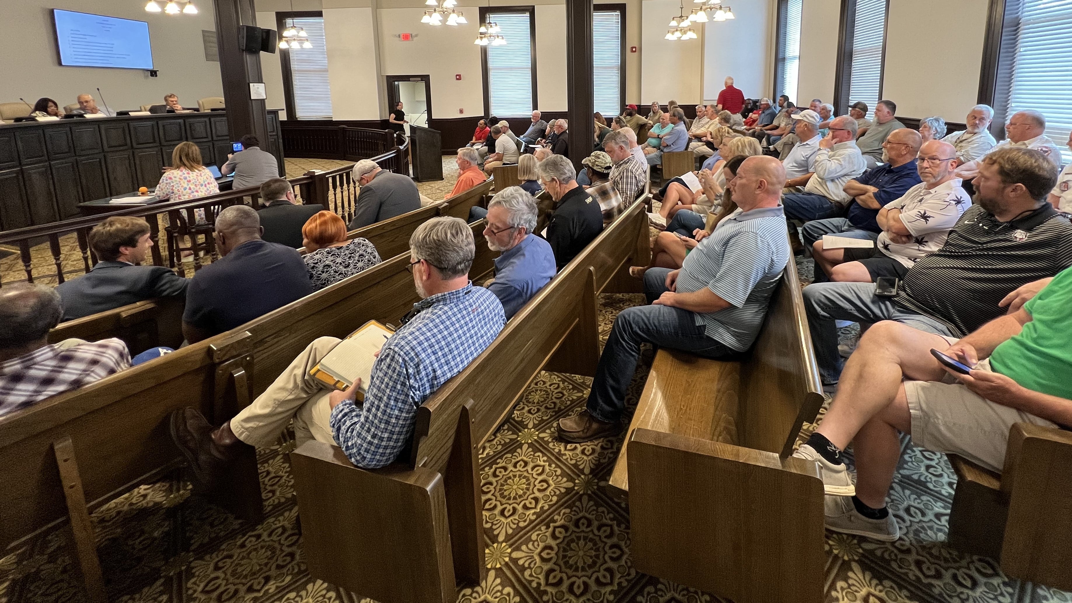The meeting room was packed Tuesday night when Burke County commissioners met.