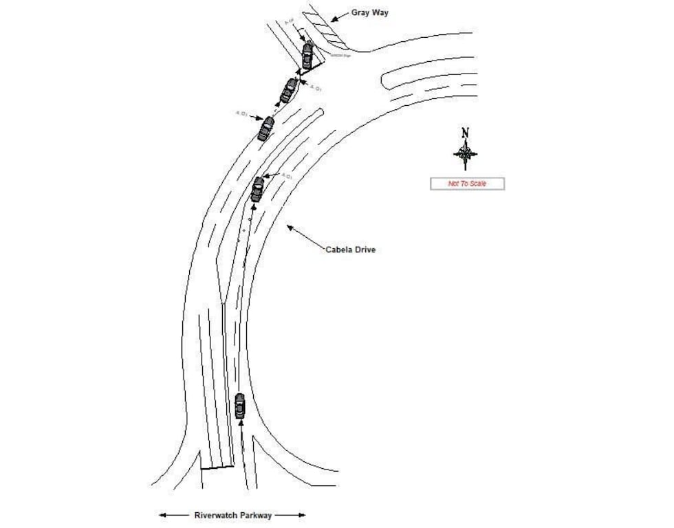 This diagram shows what happened when a Georgia State Patrol trooper pursued a speeder and...