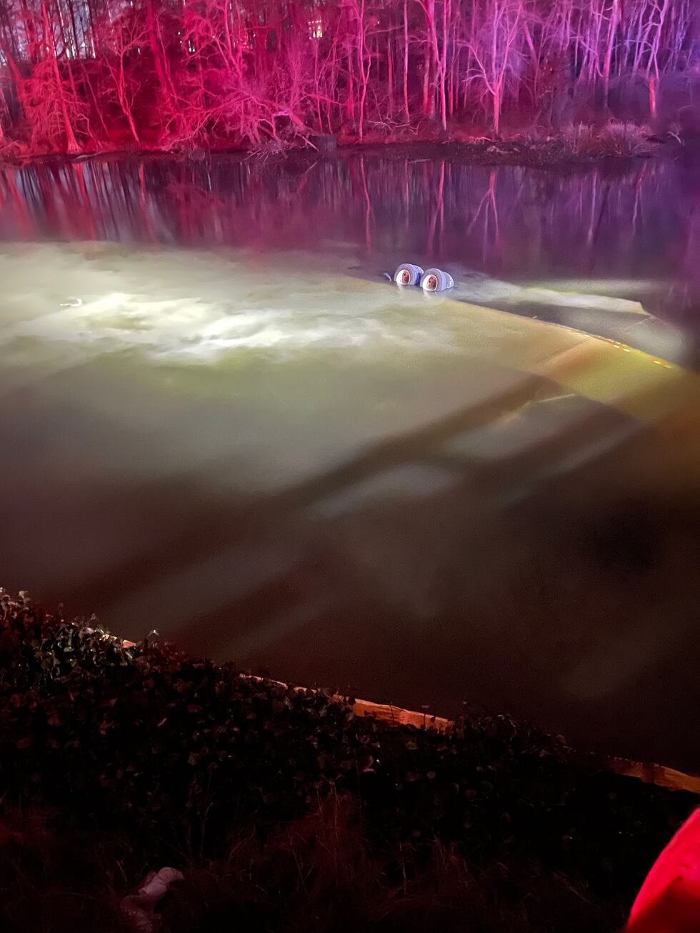 18-wheeler submerged in the Augusta Canal