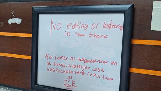 The sign warned that ICE would be called if anyone “suspicious” ate at the restaurant,...