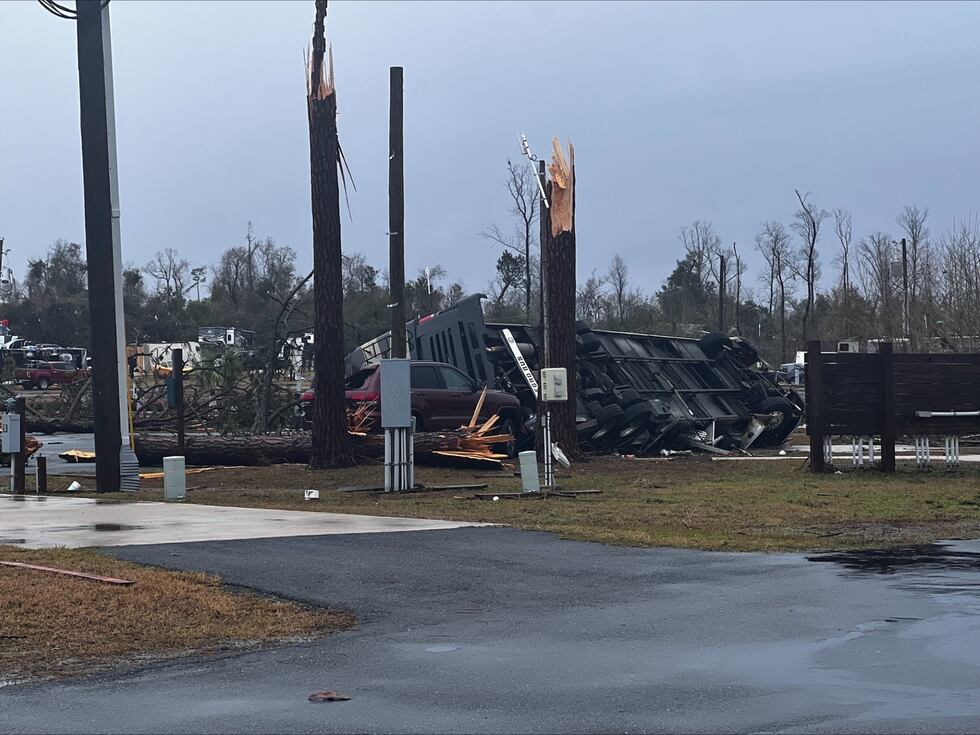Storm damage in Marianna, Florida on Tuesday, Jan. 9, 2024