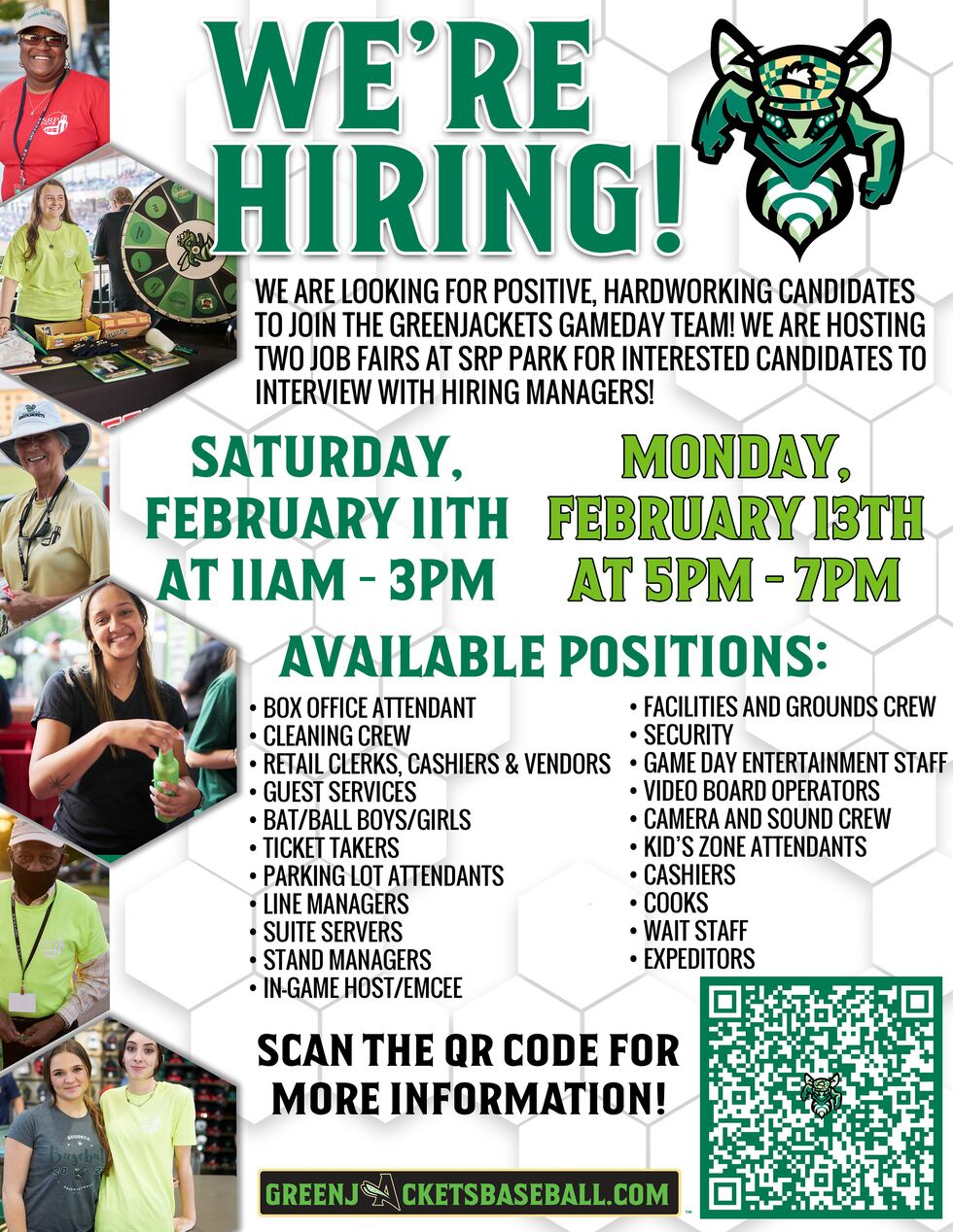 The Augusta GreenJackets are hiring for several positions.