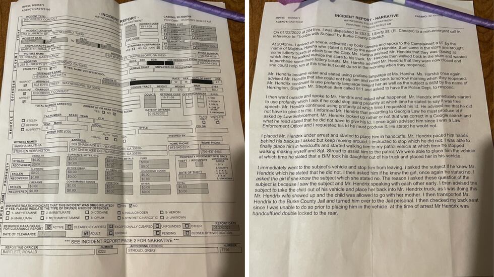 Incident report shared by Chundra Hendrix