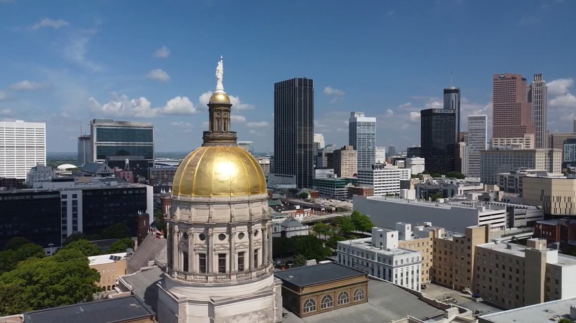 A view of the Georgia State Capitol on a sunny day