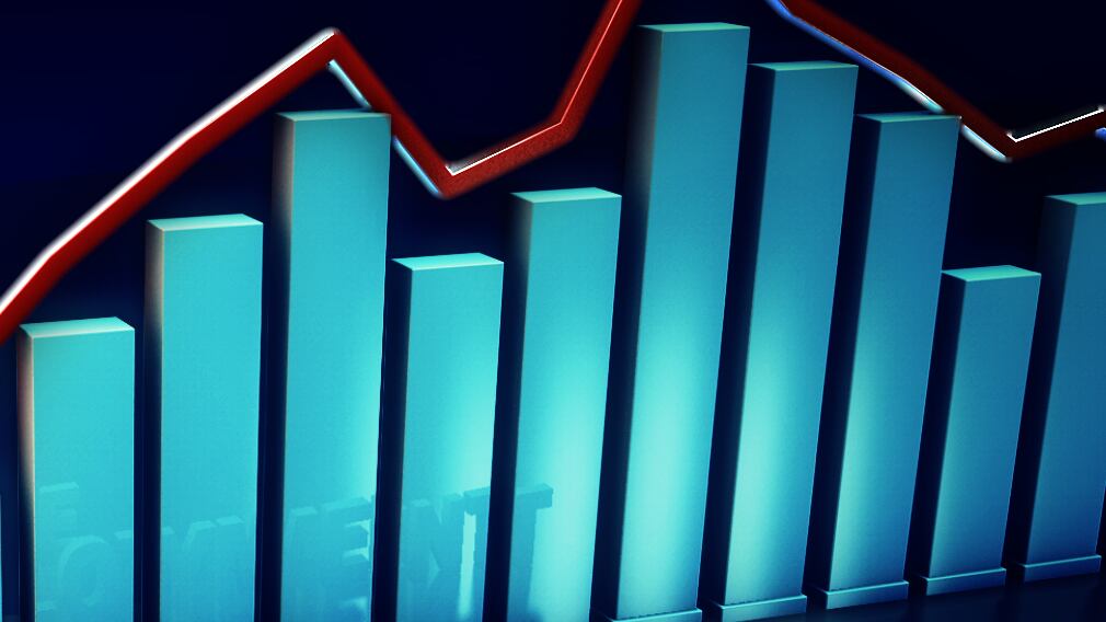 3d UNEMPLOYMENT RATE lettering and 3d bars, finished graphic
