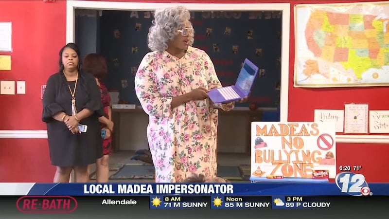 A local teen is teaching kids not to bully while donning a Madea costume. (Source: WRDW)