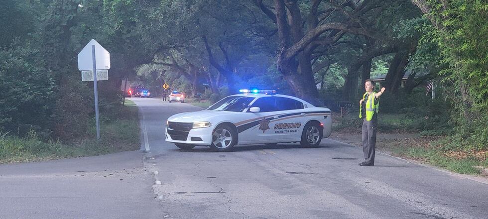 A deputy is blocking off the road on James Island.