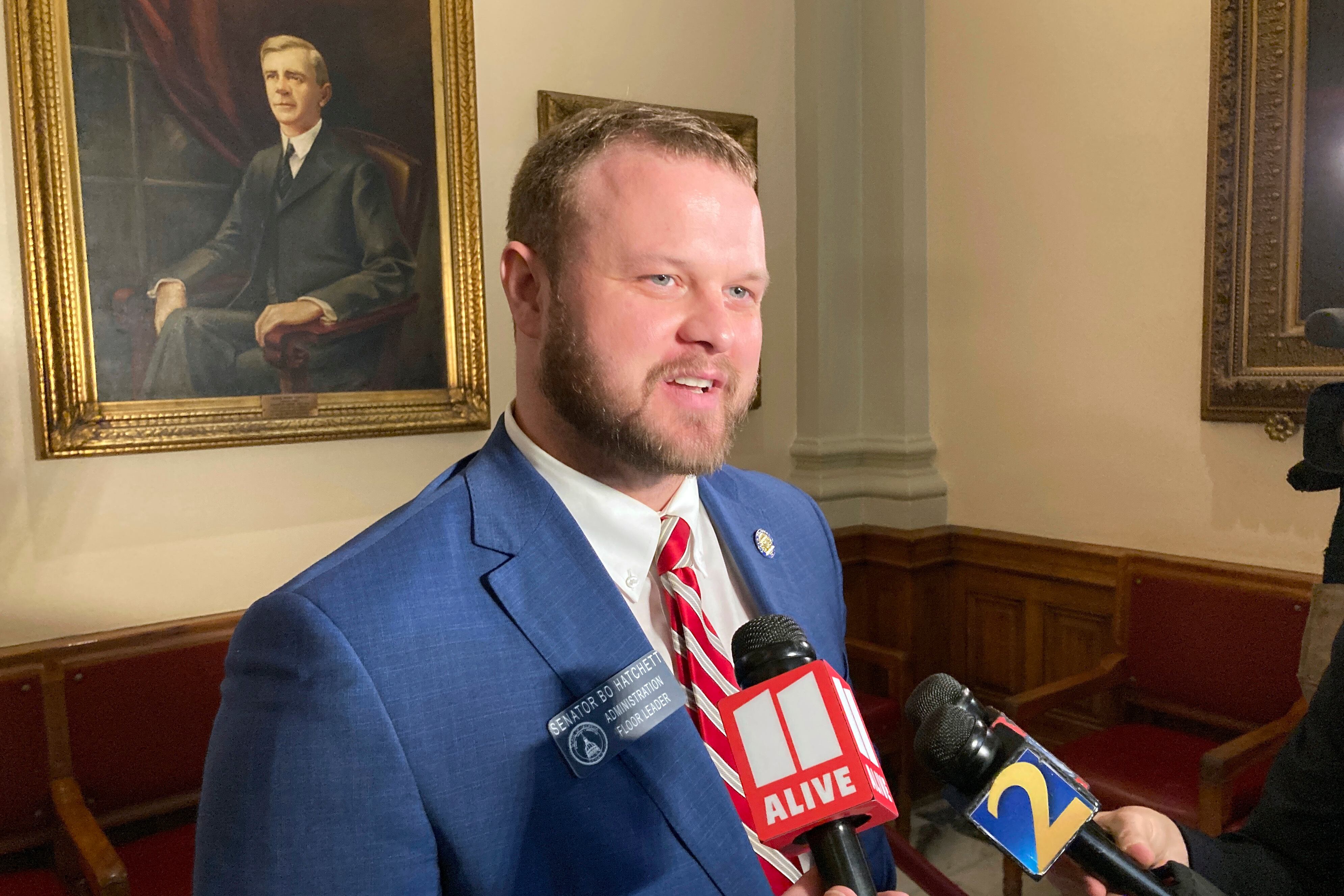 FILE - Georgia state Sen. Bo Hatchett, R-Cornelia, speaks to reporters on March, 11, 2022, in...