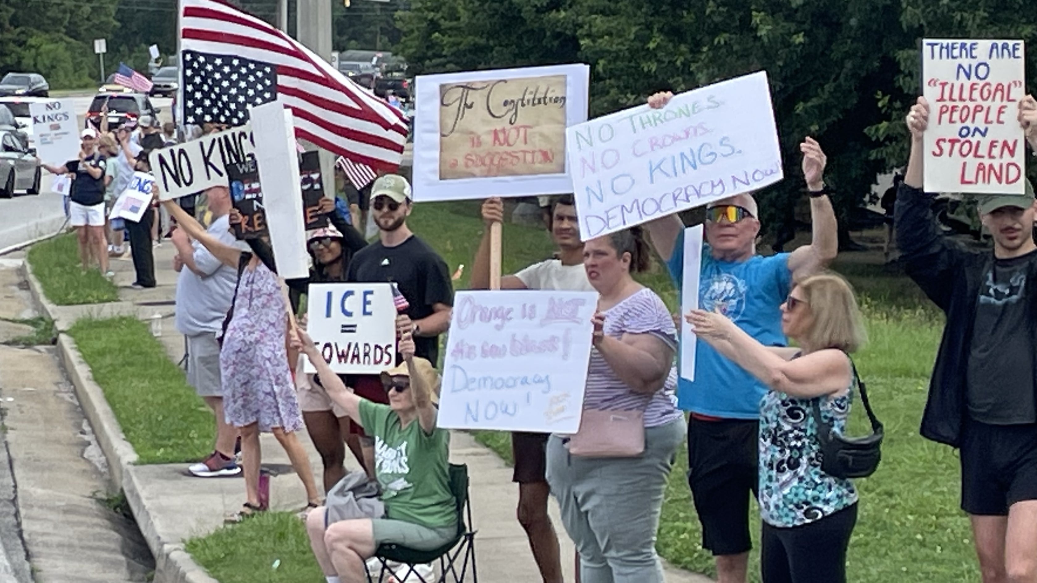 "No Kings Day" protest in Augusta.
