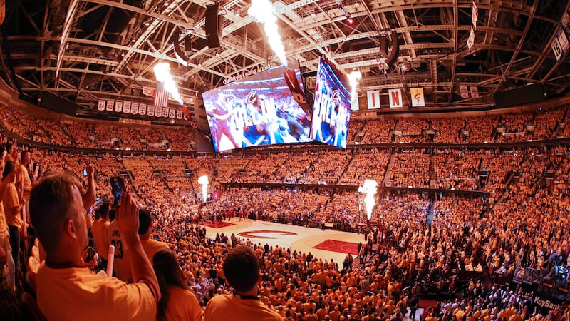 Fans cheer during the player introductions in this file photo. (AP Photo/Ron Schwane)