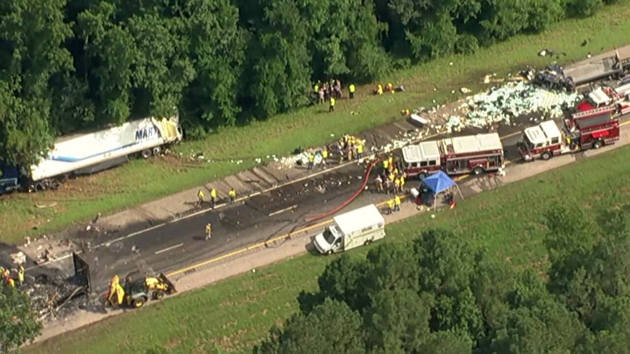 The northbound lanes of the interstate are closed.