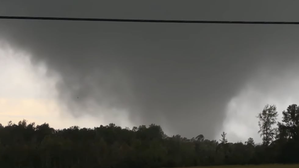 Image of a tornado posted to the National Weather Service chat during a tornado warning in Allendale...