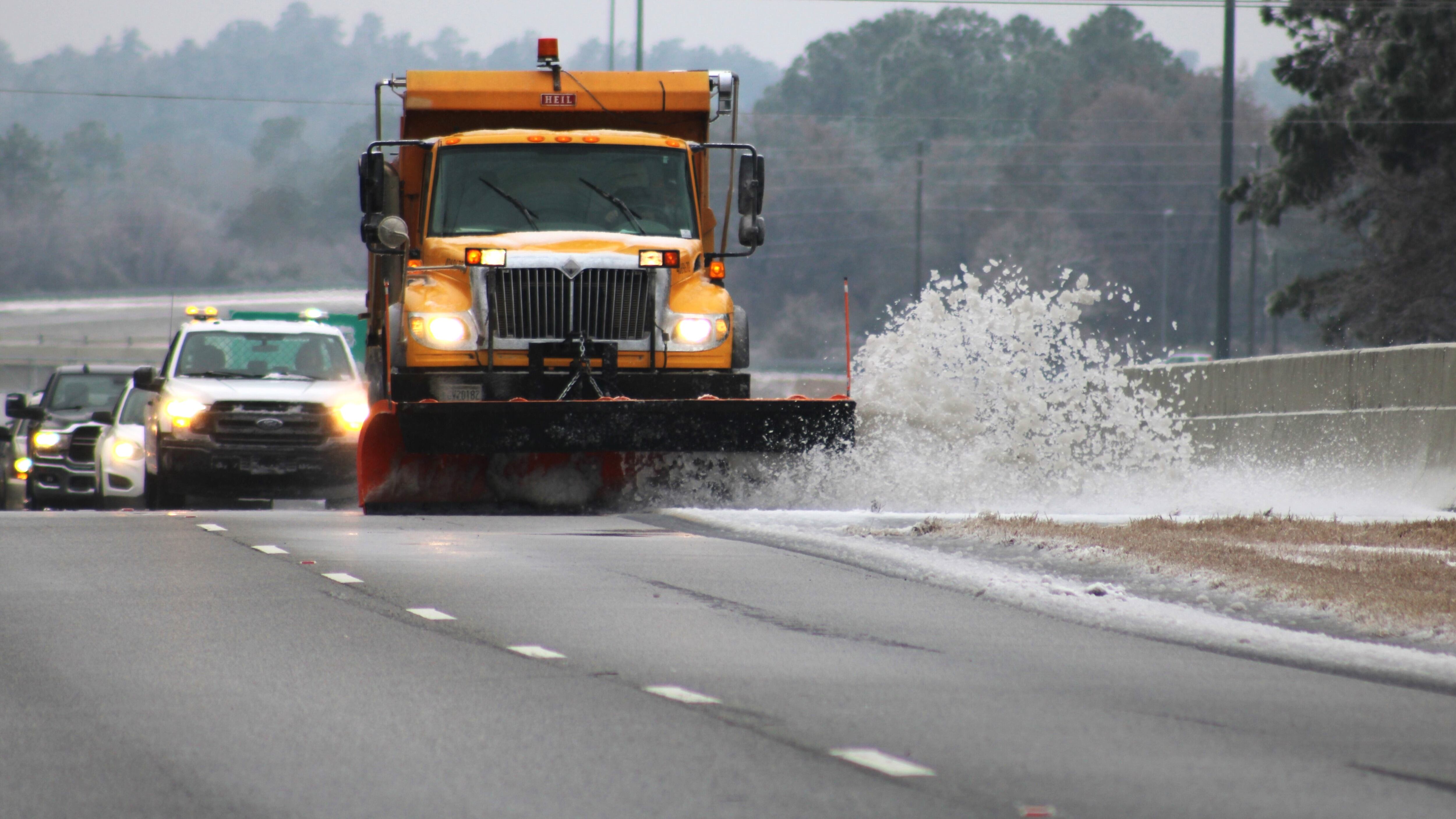 GDOT crews have plowed all of Bobby Jones Expressway and are now working on the shoulders.