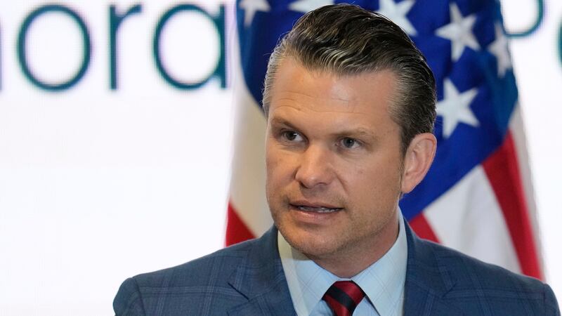 FILE - U.S. Secretary of Defense Pete Hegseth speaks during the Central American Security...