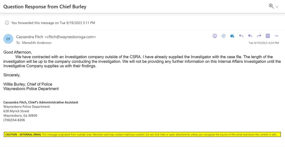 Waynesboro Police Department contracts with investigation company outside of CSRA