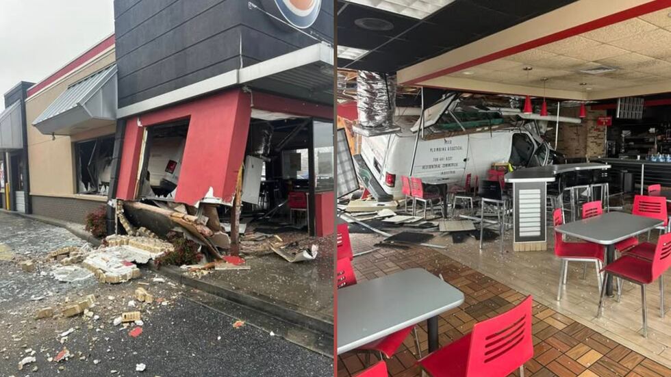 A van crashed into a Burger King in Lavonia on Thursday, Feb. 13, 2025.