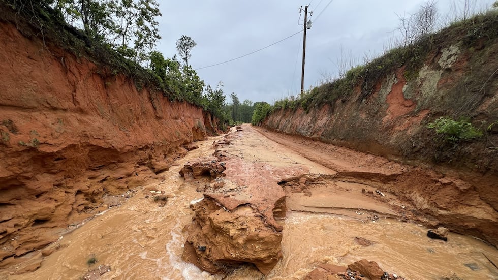 Storm damage on Cedar Creek Road in Aiken