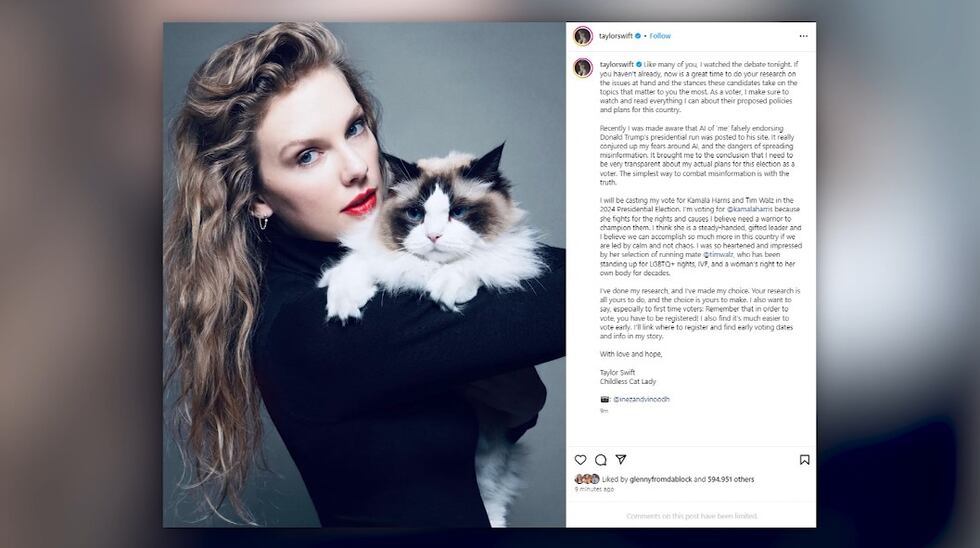 Taylor Swift, one of the music industry's biggest stars, endorsed Kamala Harris for president...