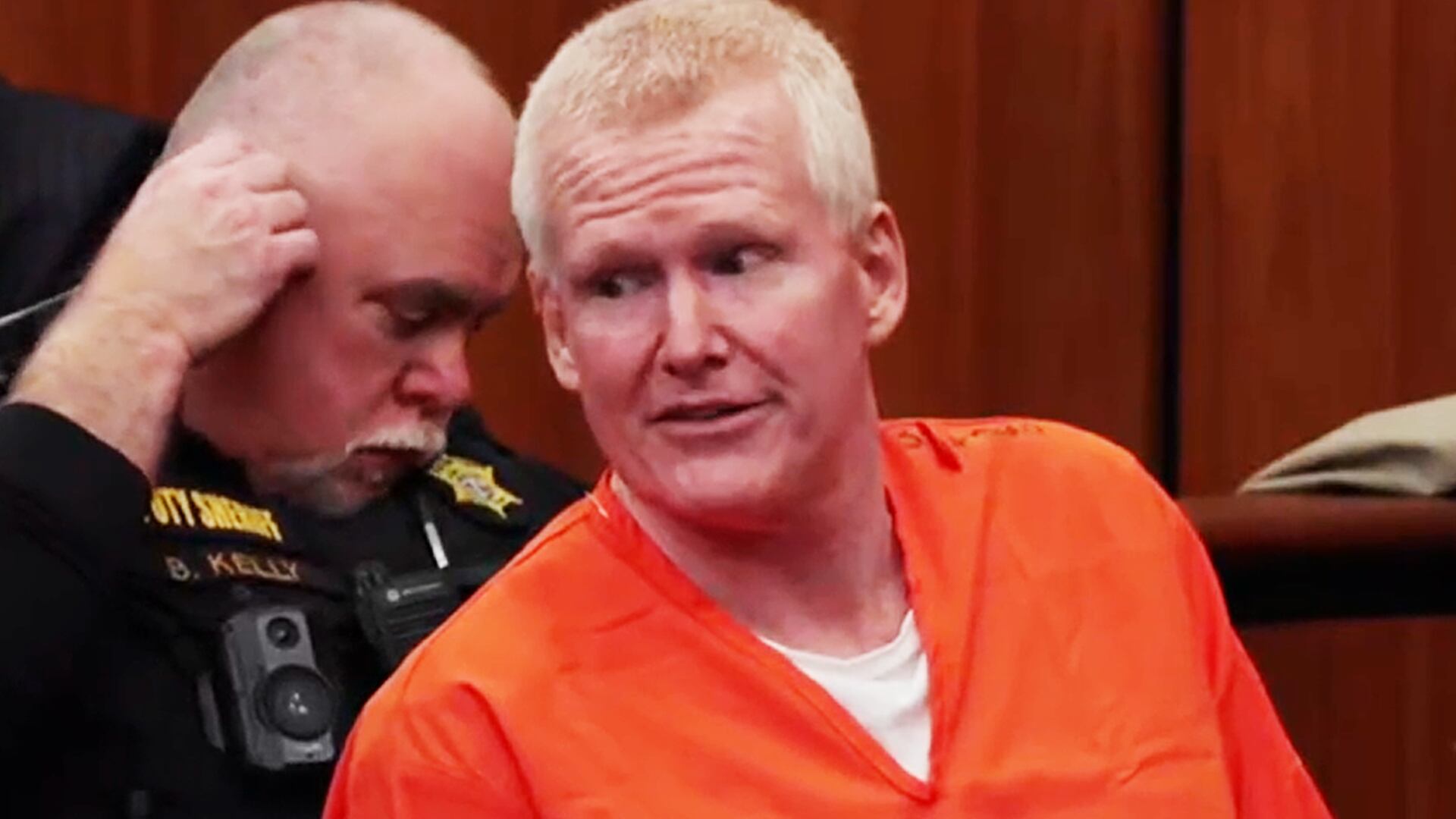 Alex Murdaugh appears in a Richland County courtroom for a status hearing Jan. 16, 2024.