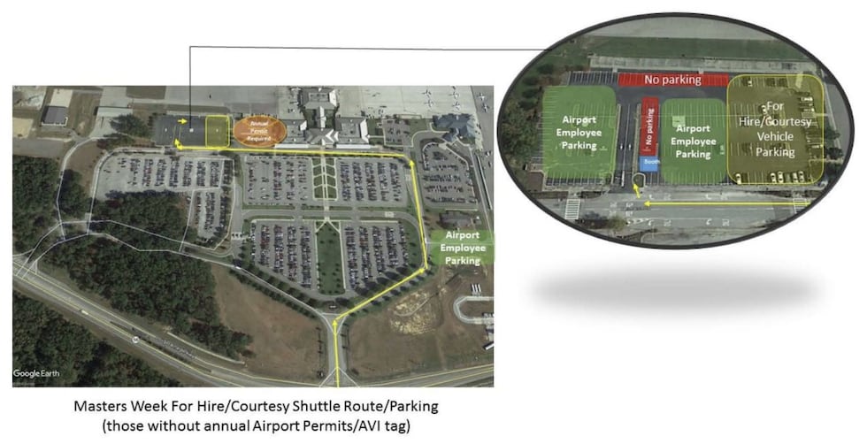 Ground transportation and parking at Augusta Regional Airport.
