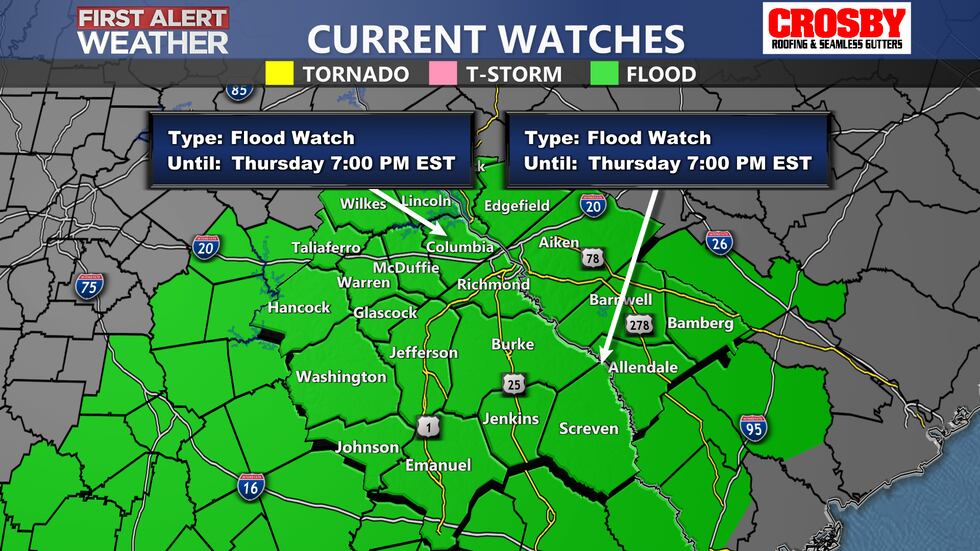 Flood Watch in effect until 7 PM Thursday. Stay weather aware if you live in a low lying or...