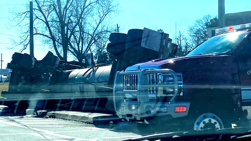 This was the scene after a tanker truck rolled onto its side at Washington and Belair roads in...