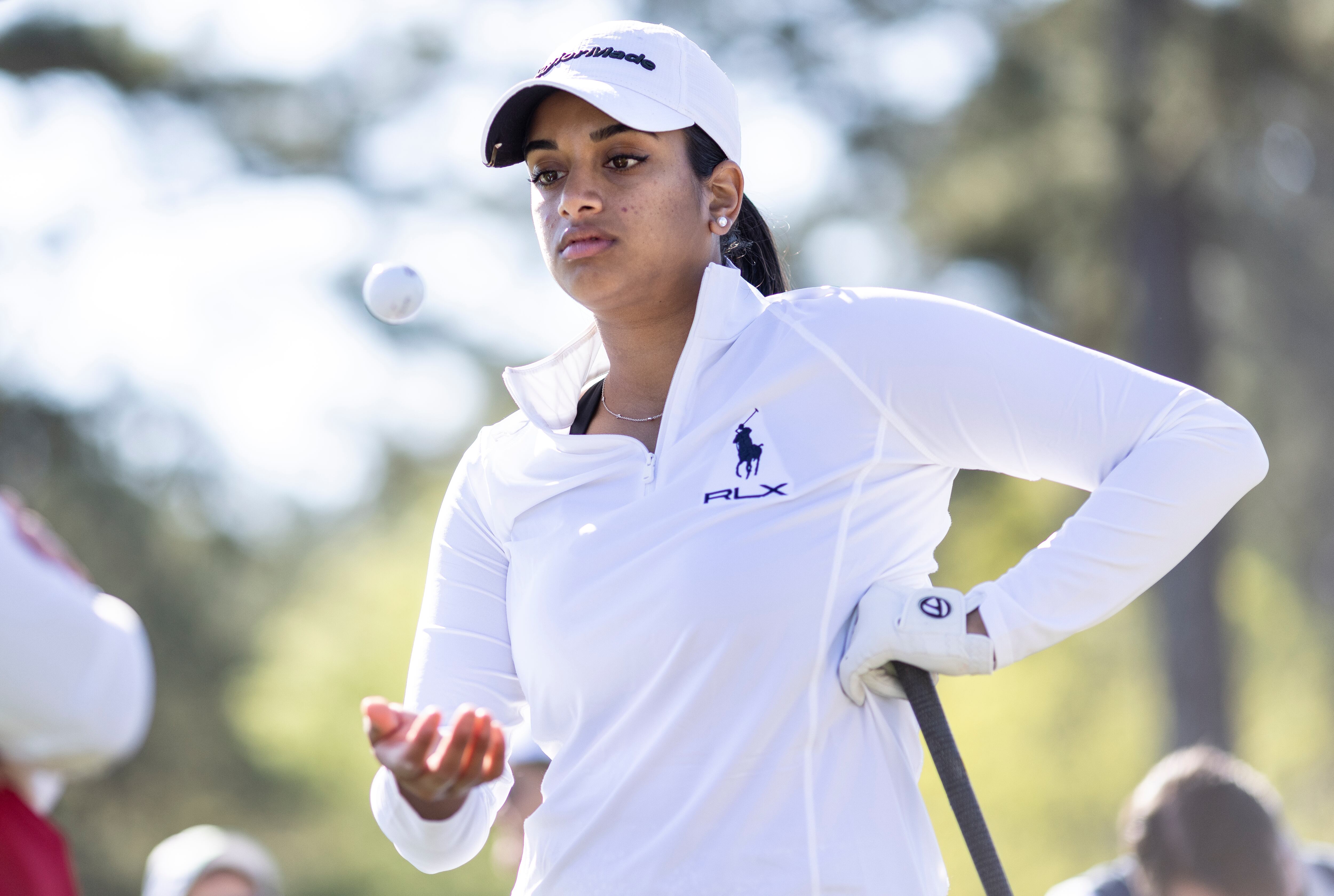Megha Ganne of the United States tosses the ball on the No.1 hole during round two of the...