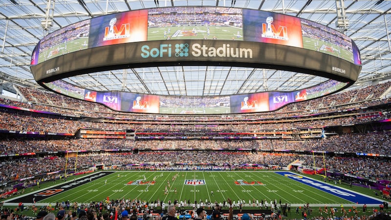 FILE - This is a general view of the interior of SoFi Stadium from an elevated position during...