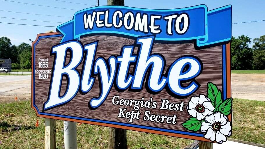 Welcome sign in Blythe, Ga.