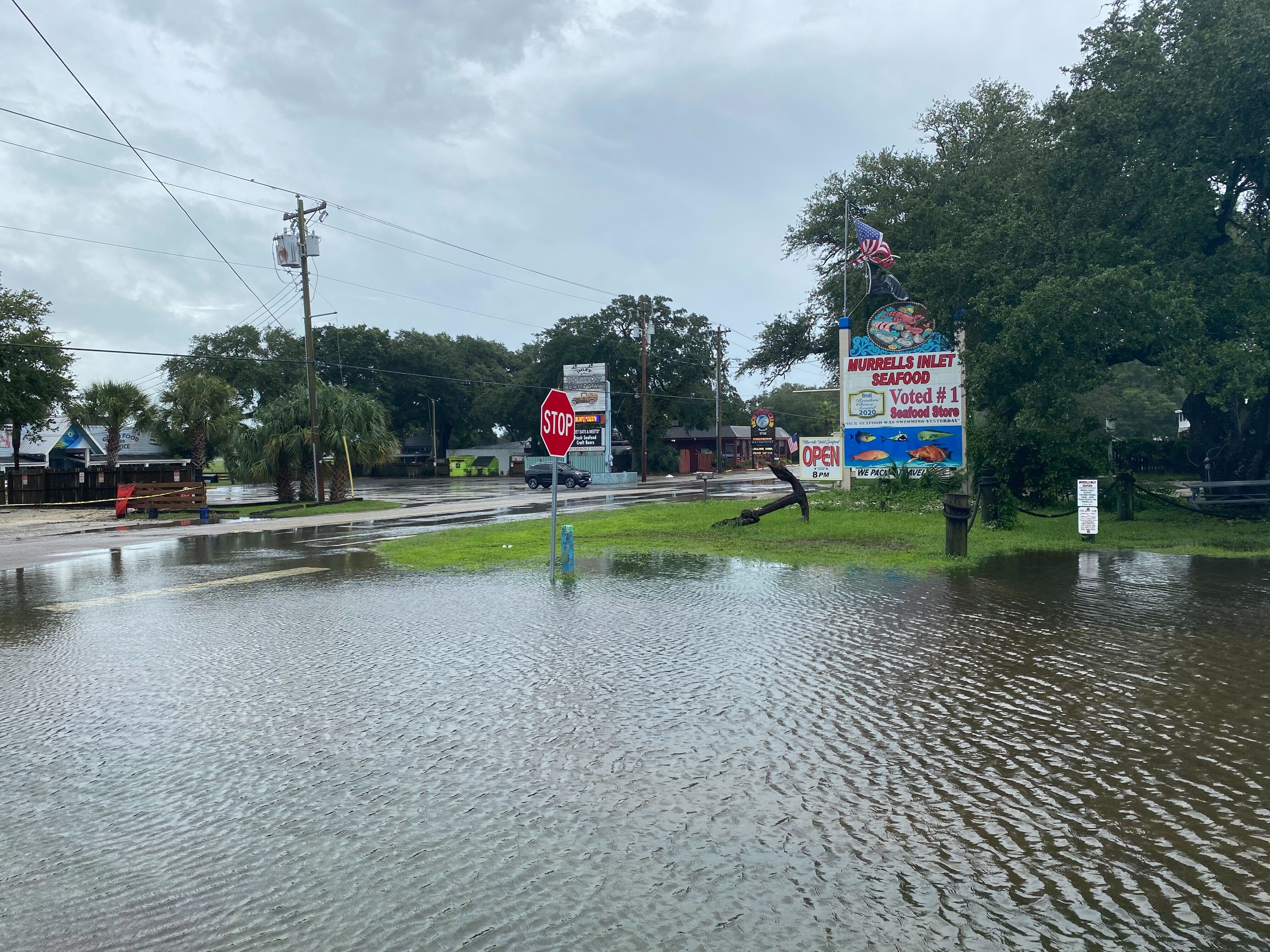 Meteorologist Matt Bullock sent back another look at flooding in the Murrells Inlet area along...
