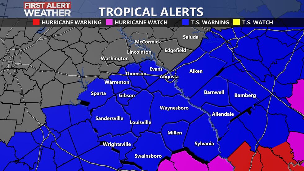 Tropical alerts in the CSRA.
