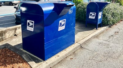 Blue postal drop boxes