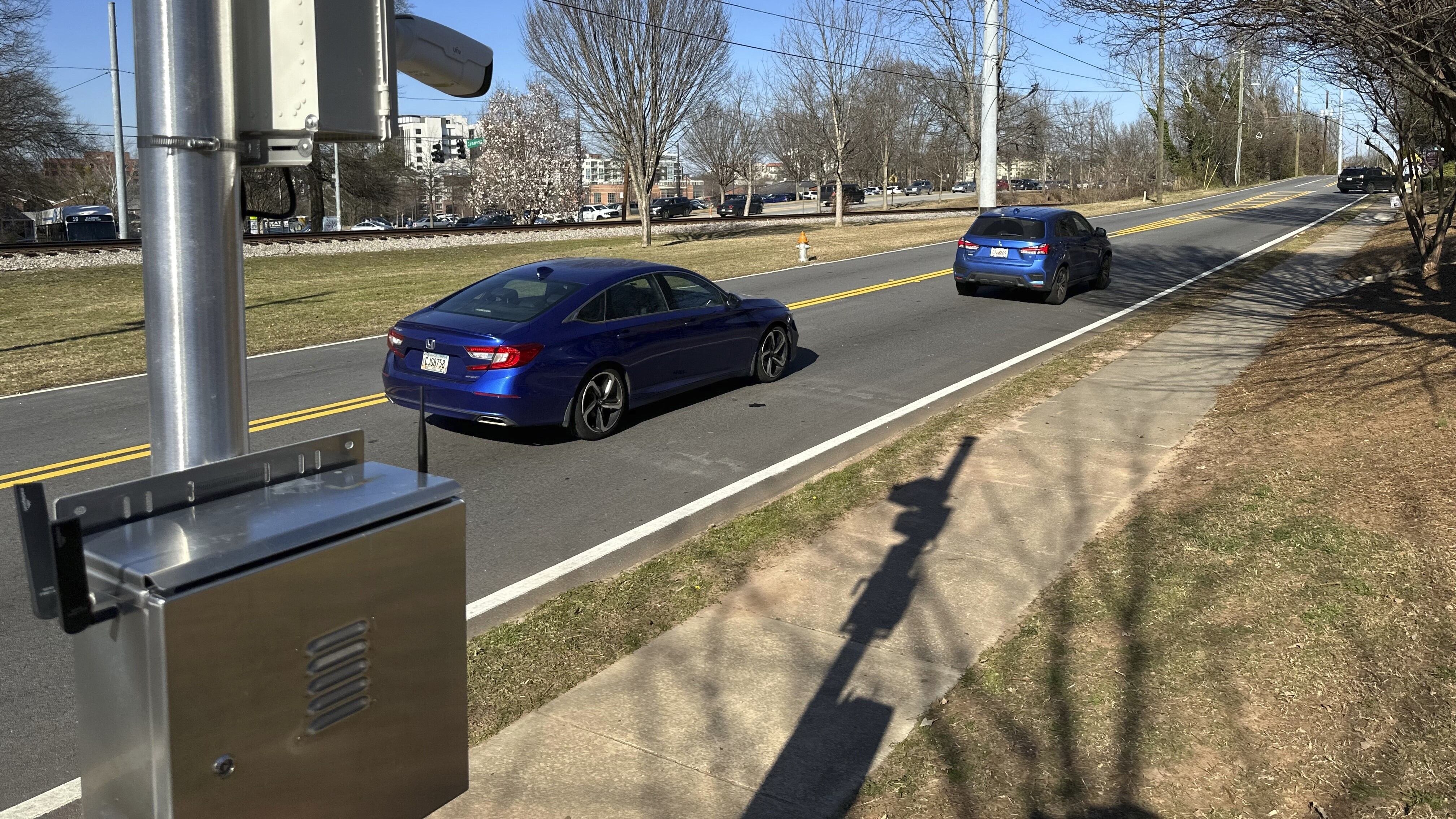 Traffic es an automated speed camera outside Beacon Hill Middle School in Decatur, Ga., on...