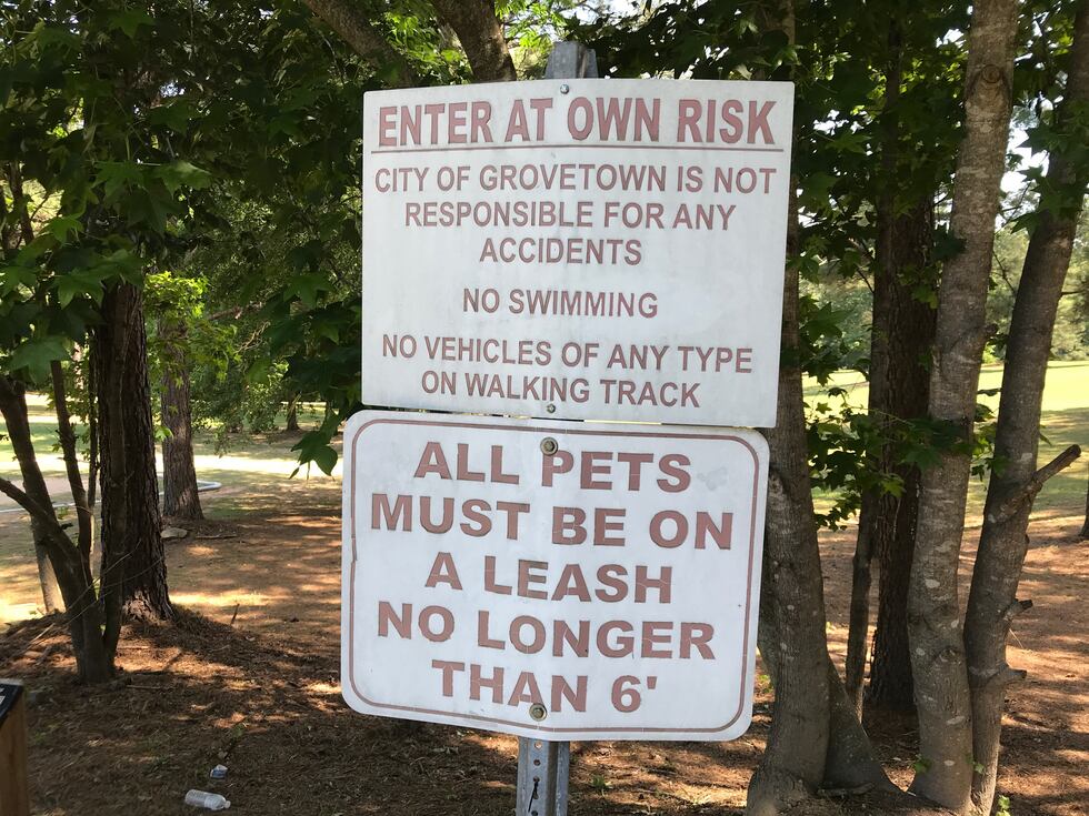 This sign is posted at the quarry where Mikell Waters drowned in Grovetown.
