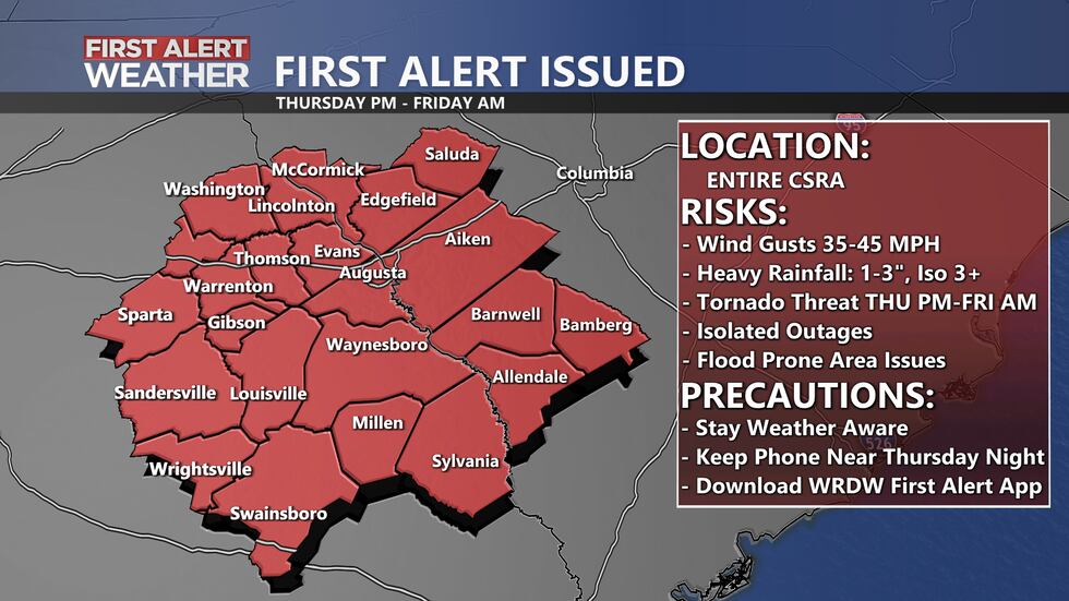 Tornadoes will be possible overnight as rainbands from Nicole move through the CSRA.