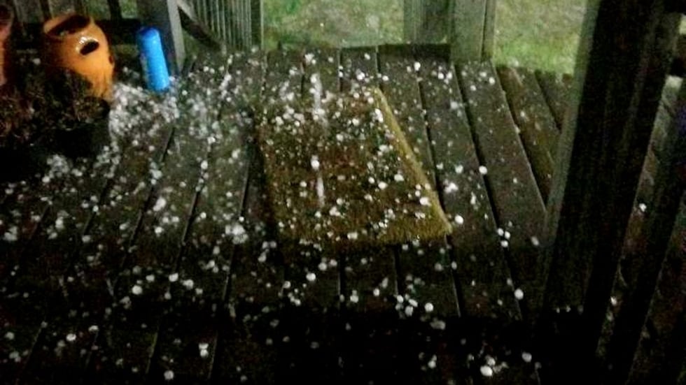 A storm dumped hail on north Aiken late Sunday