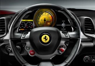 Actual steering wheel of a Ferrari F458 Italia sportscar