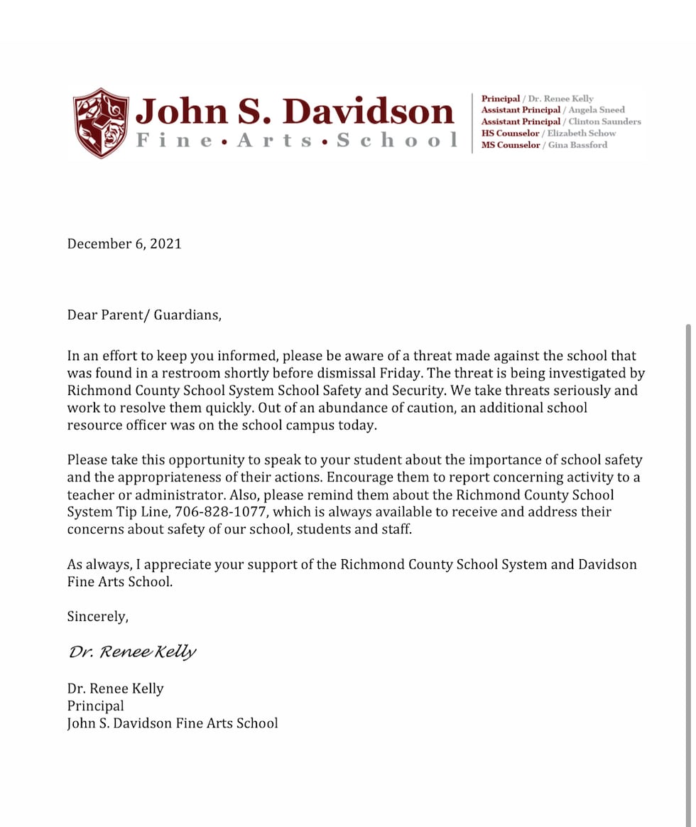 Letter to parents