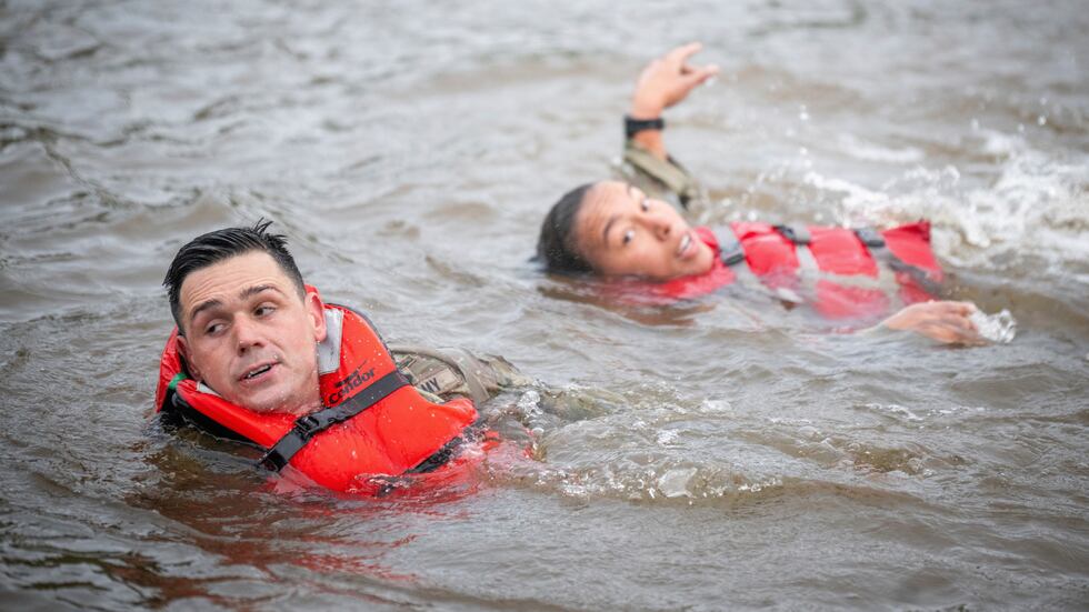 This image provided by the U.S. Army shows Capt. Seth Deltenre, left, and 1st Lt. Gabrielle...