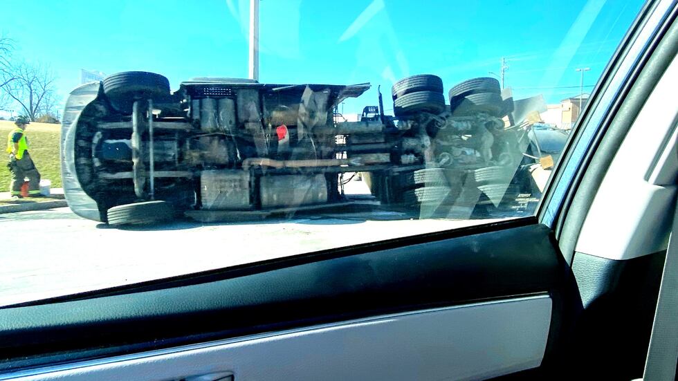 This was the scene after a tanker truck rolled onto its side at Washington and Belair roads in...
