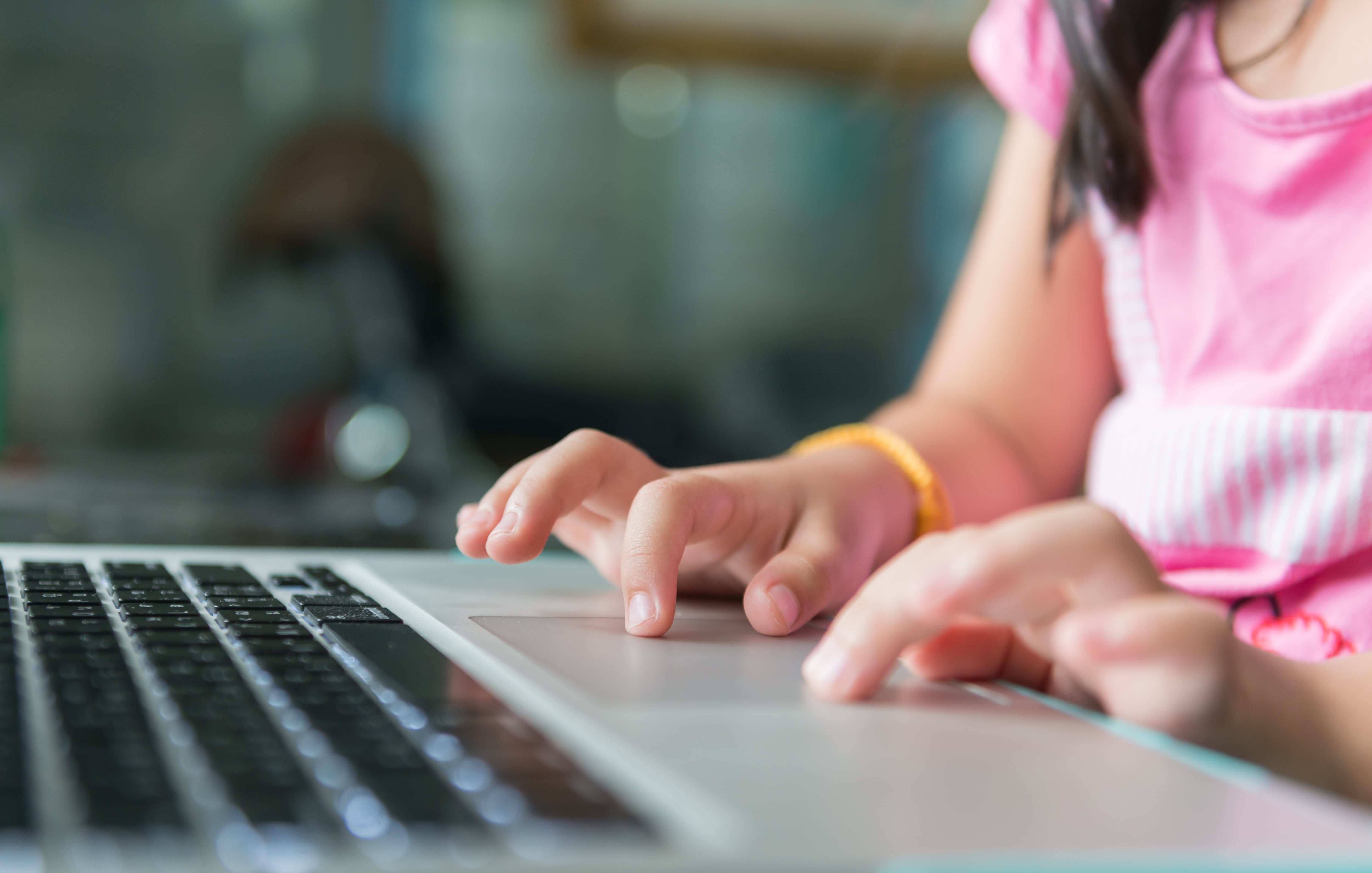 Student using computer to e-learn
