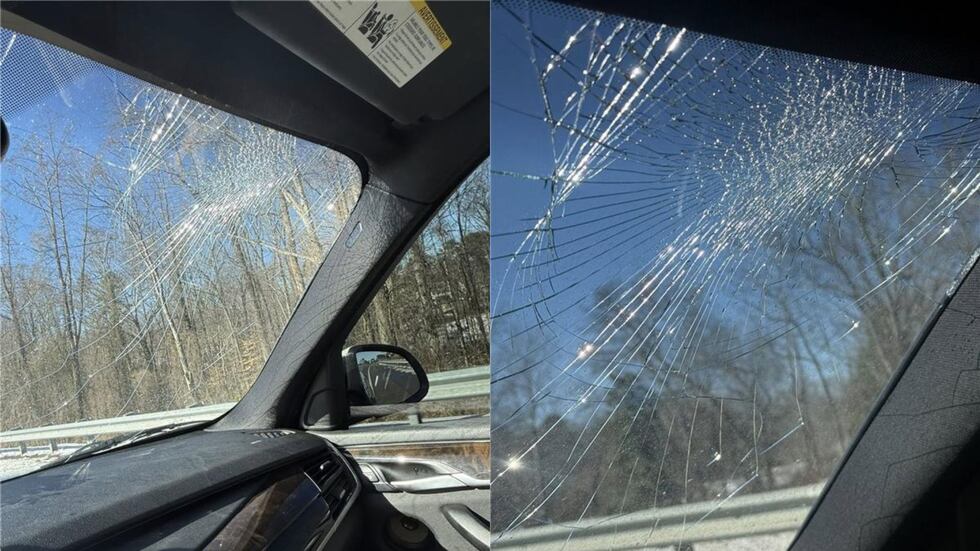 Flying ice crash woman’s windshield in the Upstate