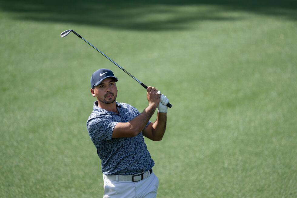Jason Day of Australia plays a stroke from the No. 2 fairway during a practice round at...