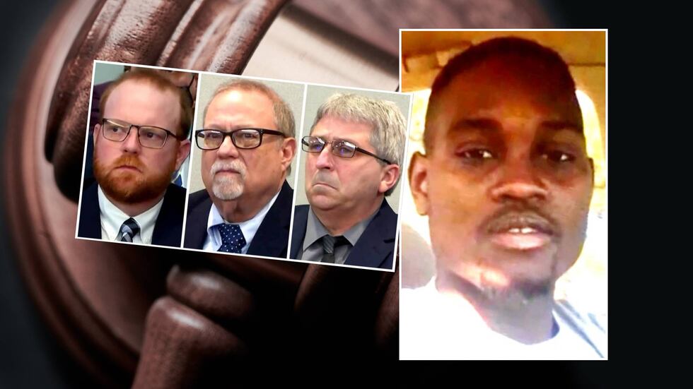 From left: Travis McMichael, Gregory McMichael, William "Roddie" Bryan and Ahmaud Arbery