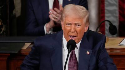 President Donald Trump addresses a joint session of Congress in the House chamber at the U.S....