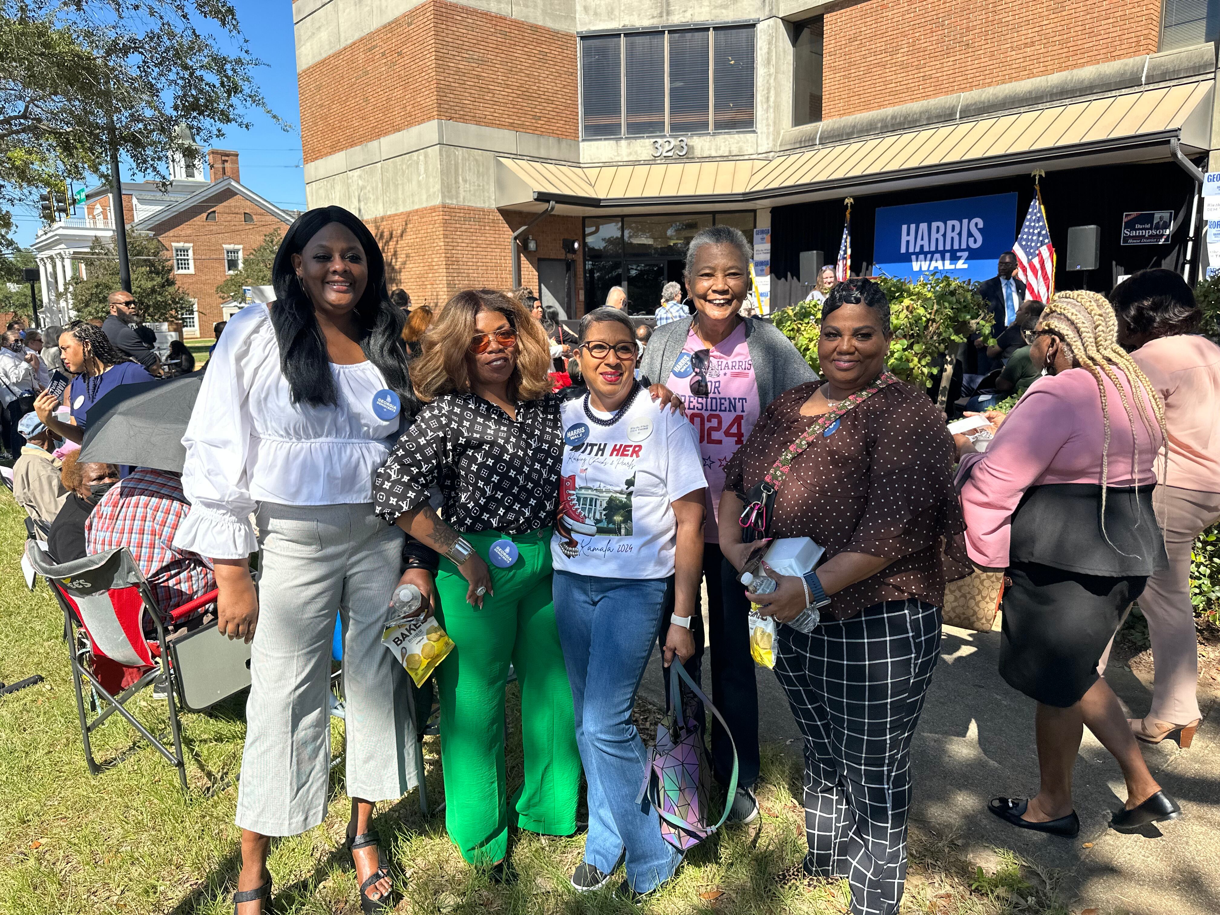South Georgians gathered outside the Dougherty County Democratic Committee Headquarters to see...