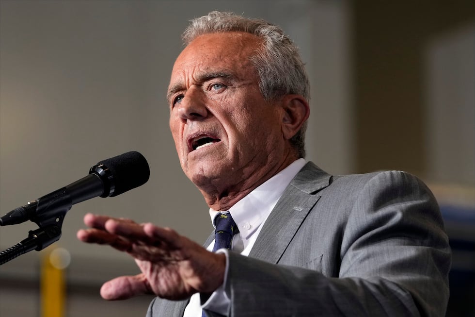 Robert F. Kennedy, Jr., speaks before Republican presidential nominee former President Donald...