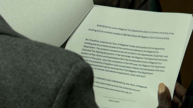 Wagener Fire Department ordinance